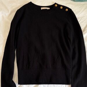 Small Tory Burch Black Cashmere Sweater with Gold Button Accents barely worn